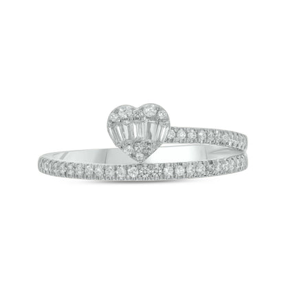 14k Solid Gold Double Band Heart Ring.