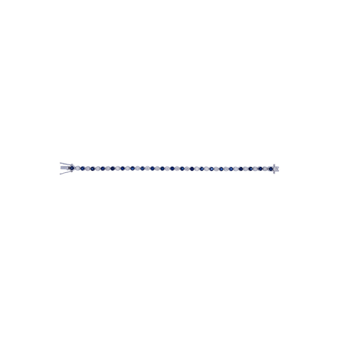 BTQ65027. 14k Solid Gold Diamond and Blue Sapphire Bracelet