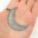 Load image into Gallery viewer, DP492. Diamond Sterling Silver Moon Pendant
