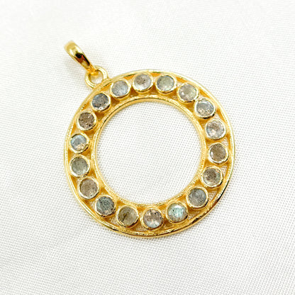 DSP040. Sterling Silver Round Pendant with Gemstone