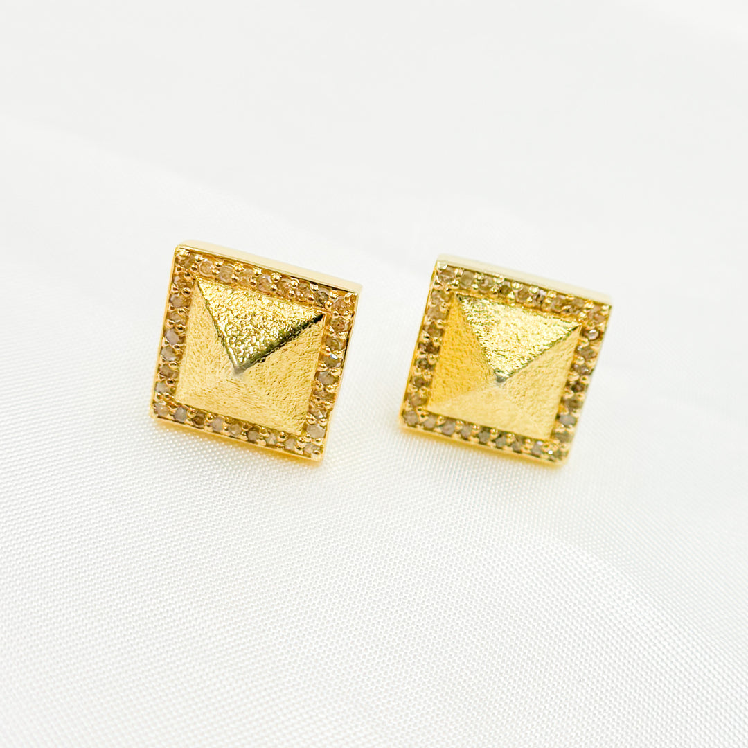 DE051. Diamond Sterling Silver Square Studs