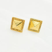 Diamond Sterling Silver Square Studs