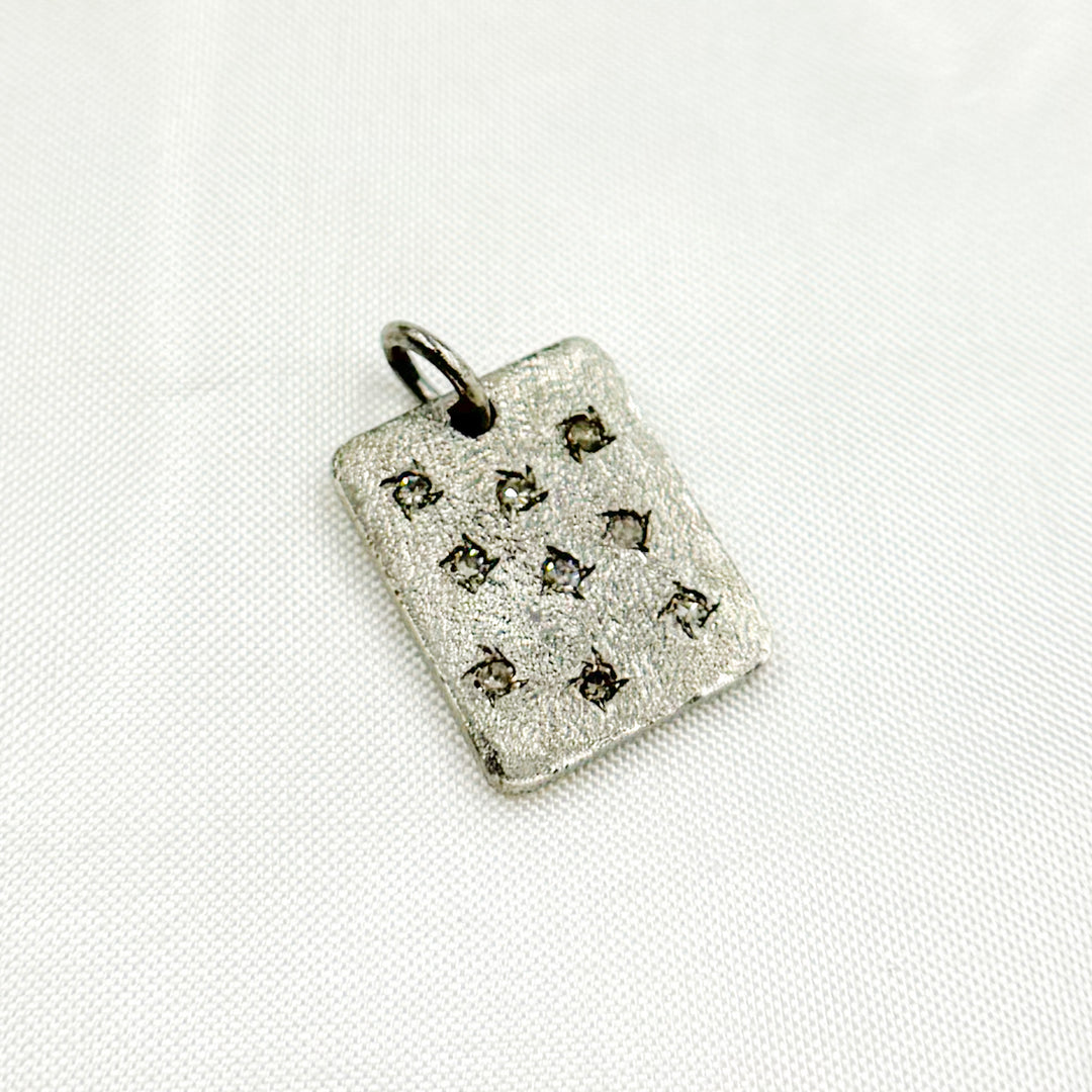 DC018. Diamond & Sterling Silver Rectangle Charm