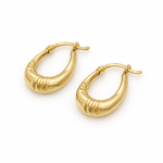 Load image into Gallery viewer, GER179. 14K Solid Gold Textured Hollow Hoops Earrings