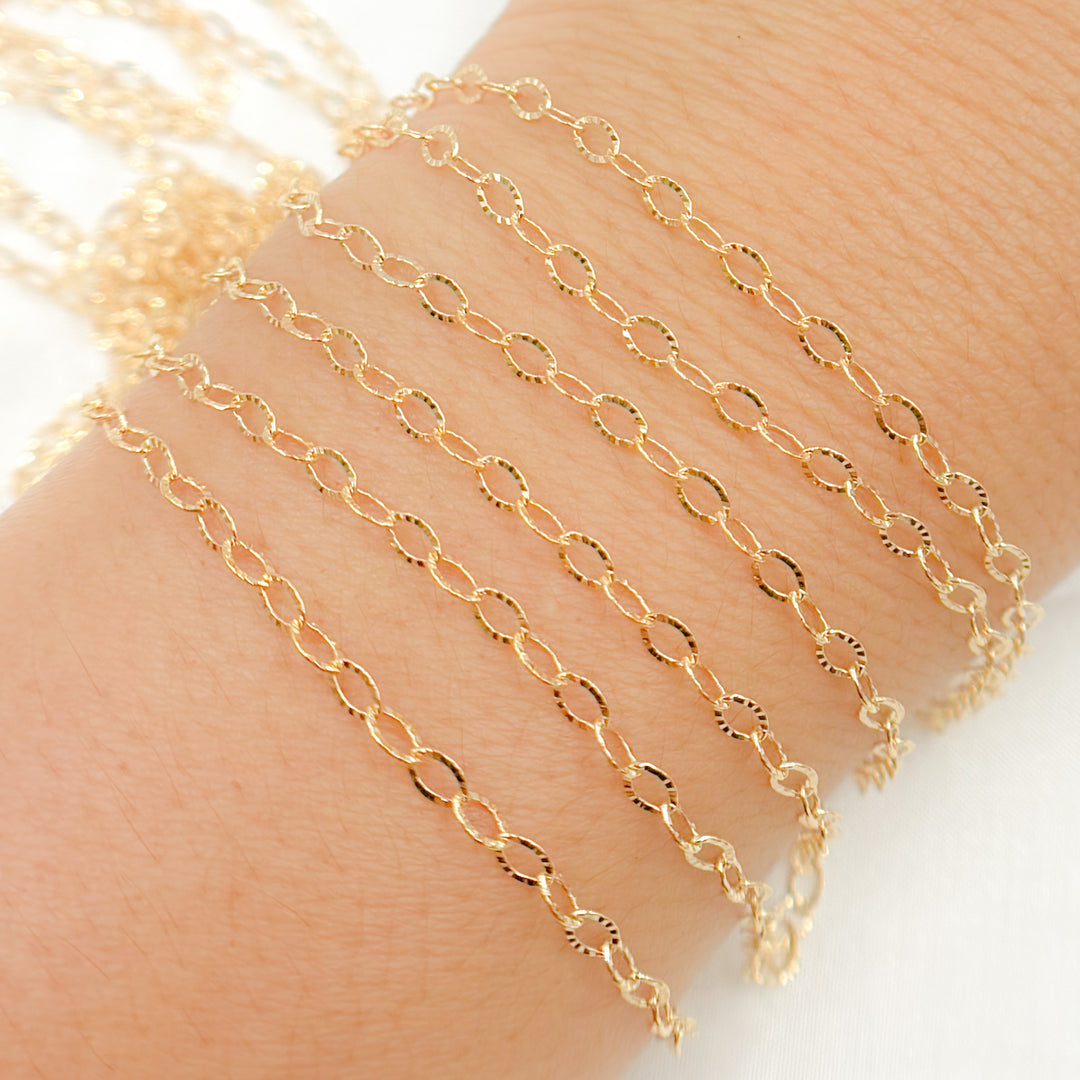 1128GF. 14K Gold Filled Hammered Oval Chain Link