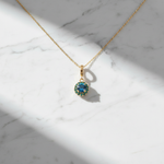 Load image into Gallery viewer, CMF00358B. 14K Solid Gold Blue Natural Diamond Round Charm