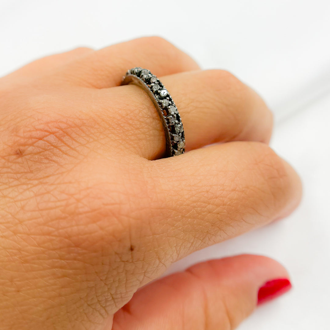 DE02. Diamond Black Rhodium Sterling Silver Ring