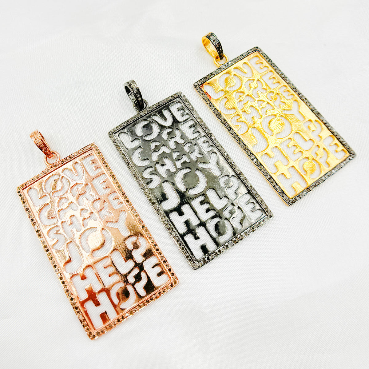 DP150. Diamond Sterling Silver Rectangle Pendant