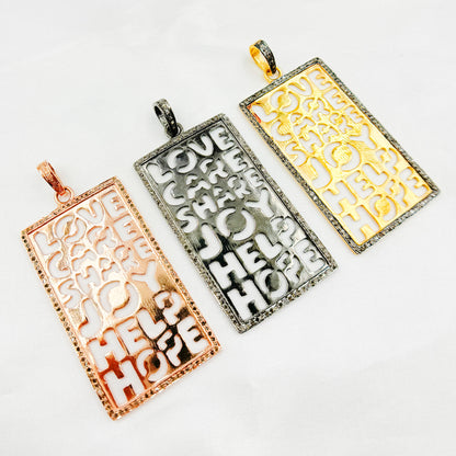 DP150. Diamond Sterling Silver Rectangle Pendant