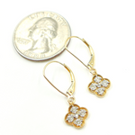 Load image into Gallery viewer, 14K Solid Gold and Diamonds Flower Dangle Earrings. GDT63
