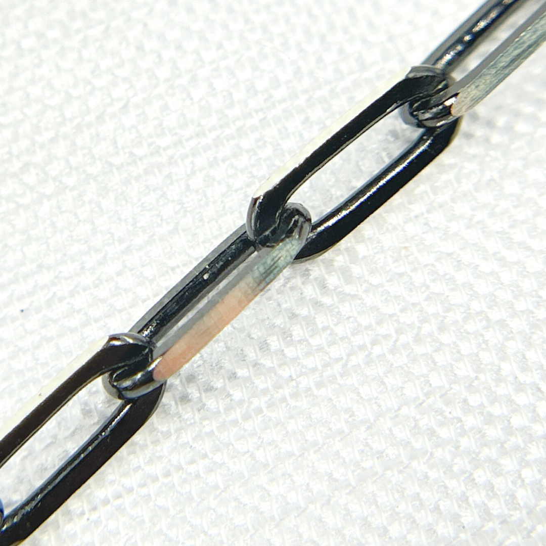 925 Sterling Silver & Black Rhodium Diamond Paperclip Chain