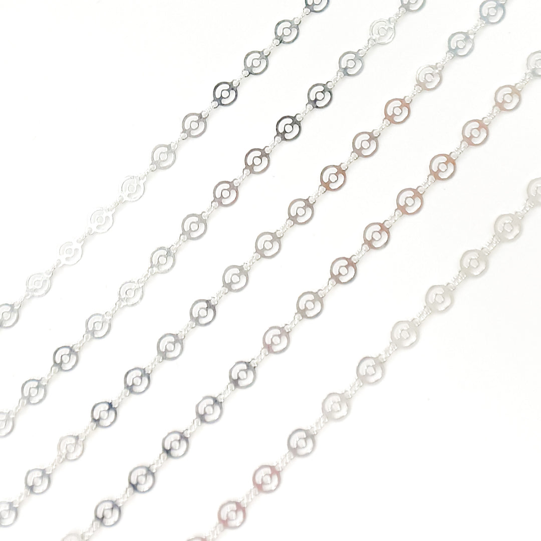 V15SS. Sterling Silver Patterned Round Disc Link Chain