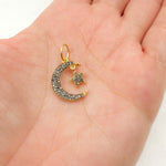 Load image into Gallery viewer, DC417. Diamond Sterling Silver Moon and Dangle Star Pendant
