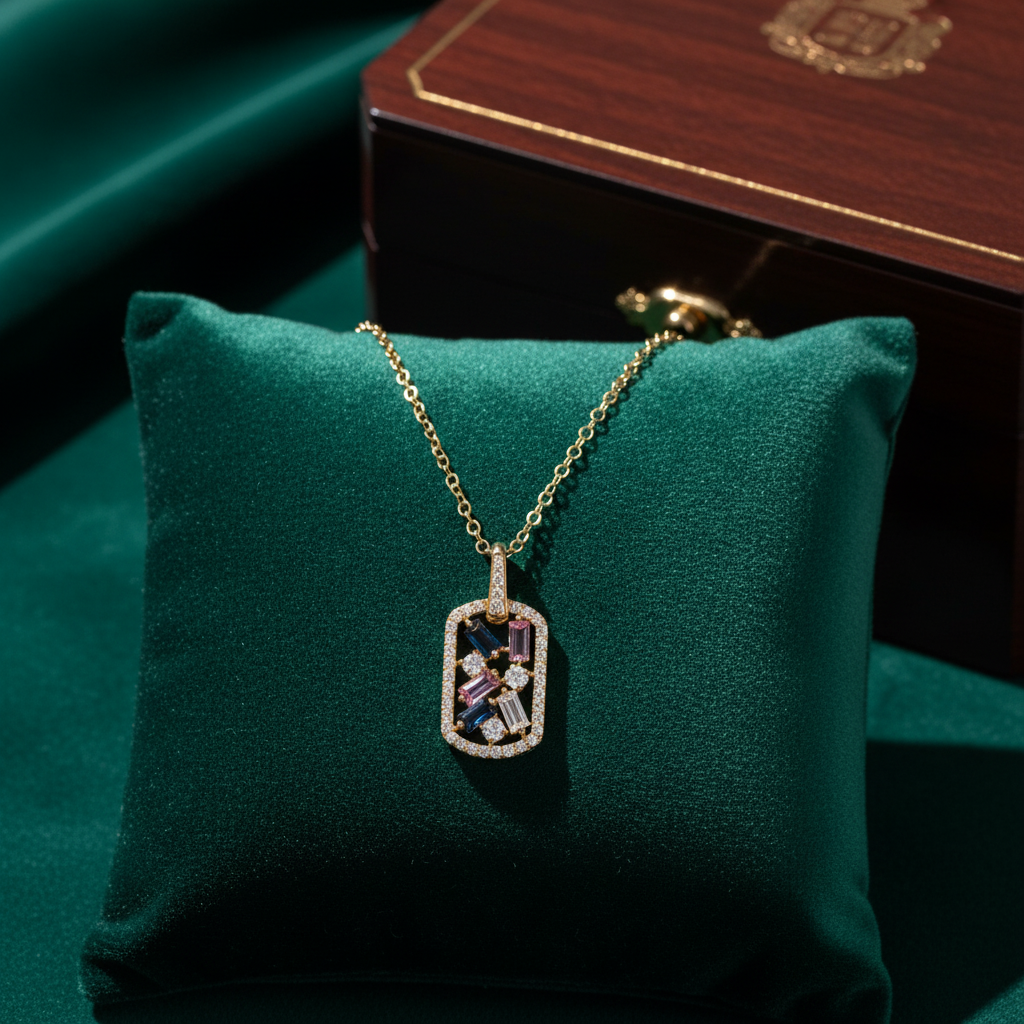 PFH33677BS. 14K Solid Gold Diamond and Gemstones Charm