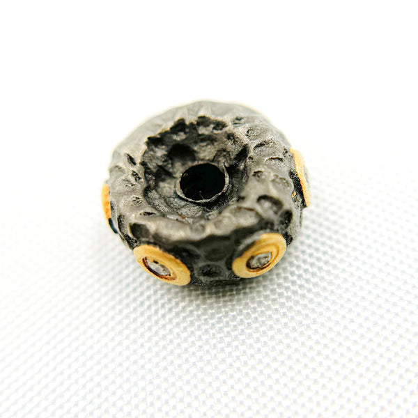 DC1105. Diamond Sterling Silver Round Spacer Bead
