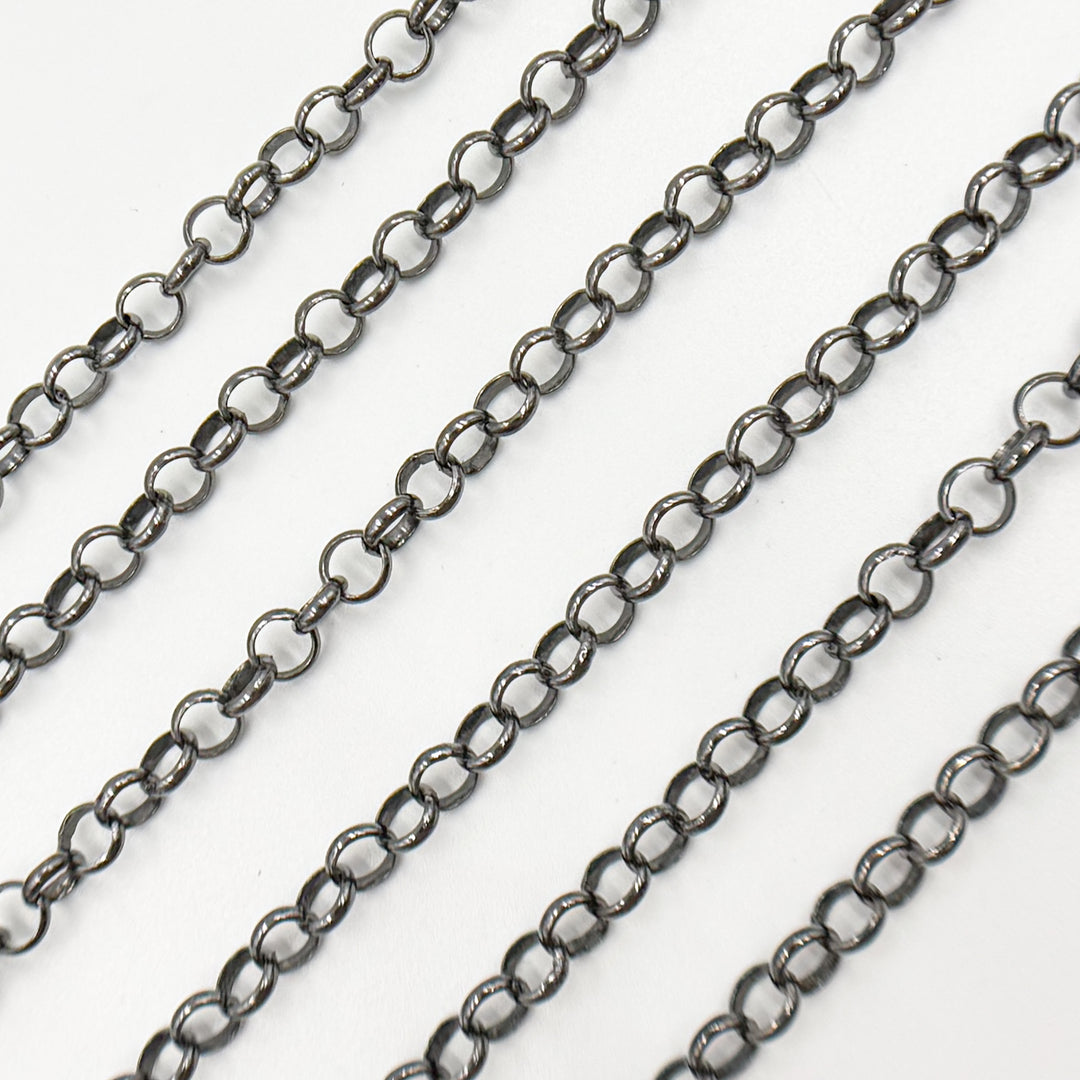 V89BR. Black Rhodium Sterling Silver Rolo Chain