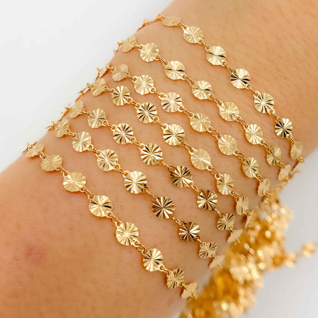 V65DCGF. 14K Gold Filled Diamond Cut Disc Chain