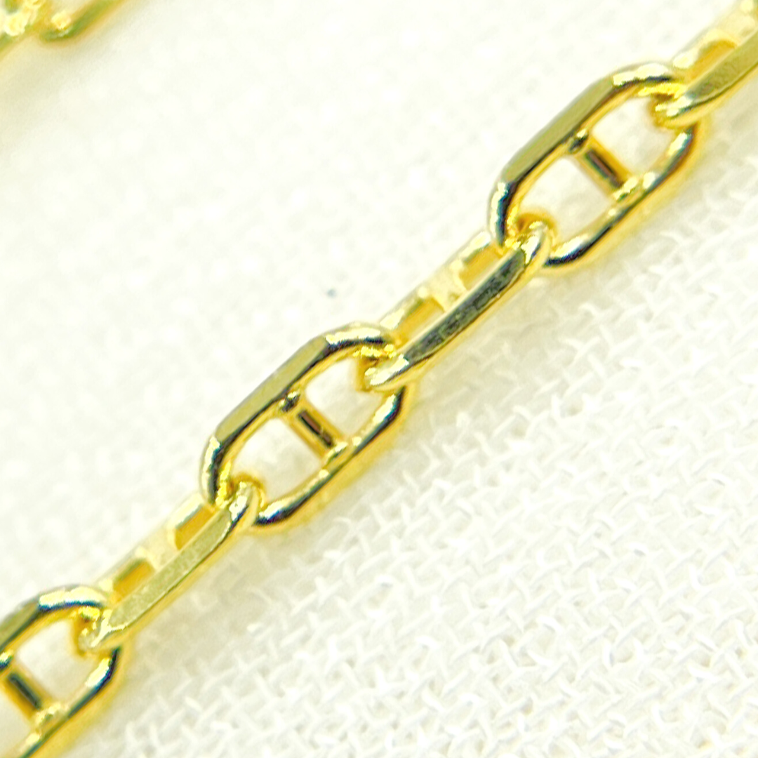 14K Solid Yellow Gold Flat Marina Link Chain by Foot. 050FLP1T5byFt