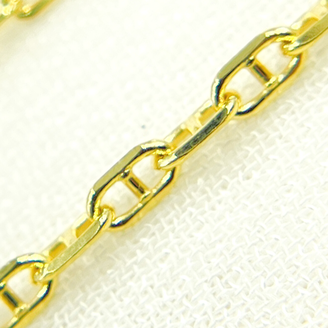 050FLP1T5byFt. 14K Solid Yellow Gold Flat Marina Link Chain by Foot