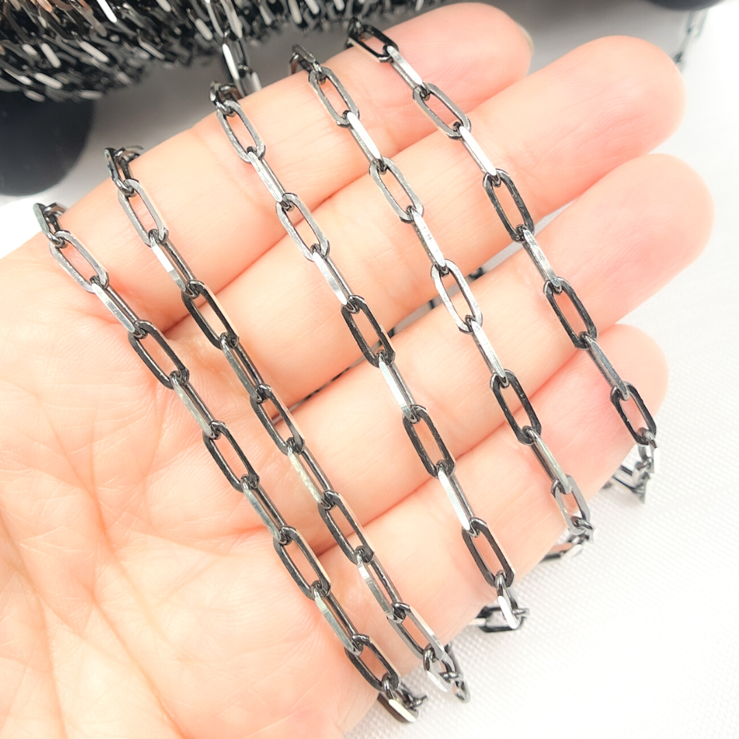 925 Sterling Silver & Black Rhodium Diamond Paperclip Chains