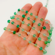 Green Onyx Sterling Silver Wire Chain