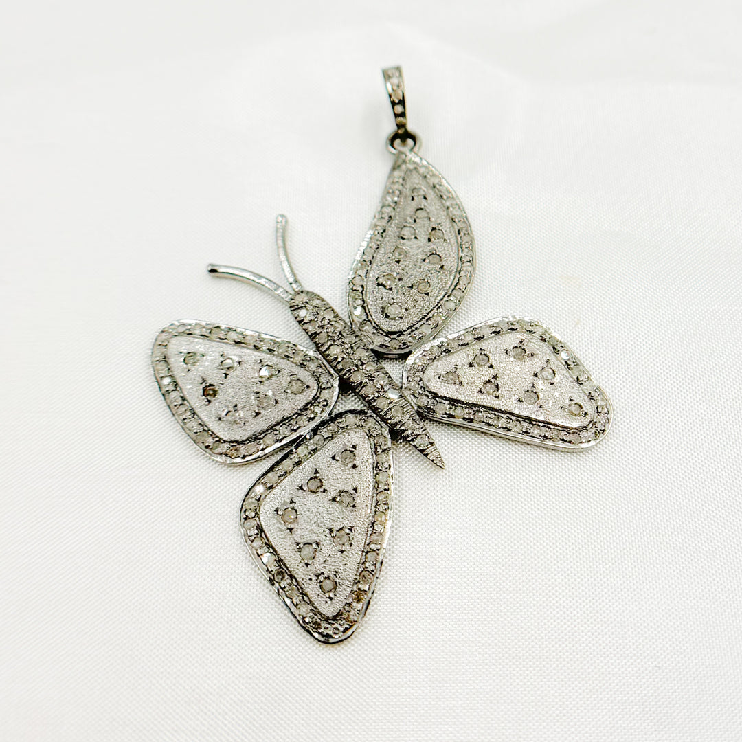 DP137. Diamond Sterling Silver Butterfly Pendant