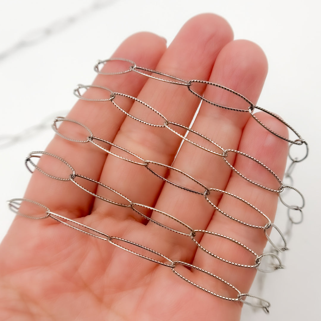 700TWOX. Oxidized Sterling Silver Twisted Oval Link Chain