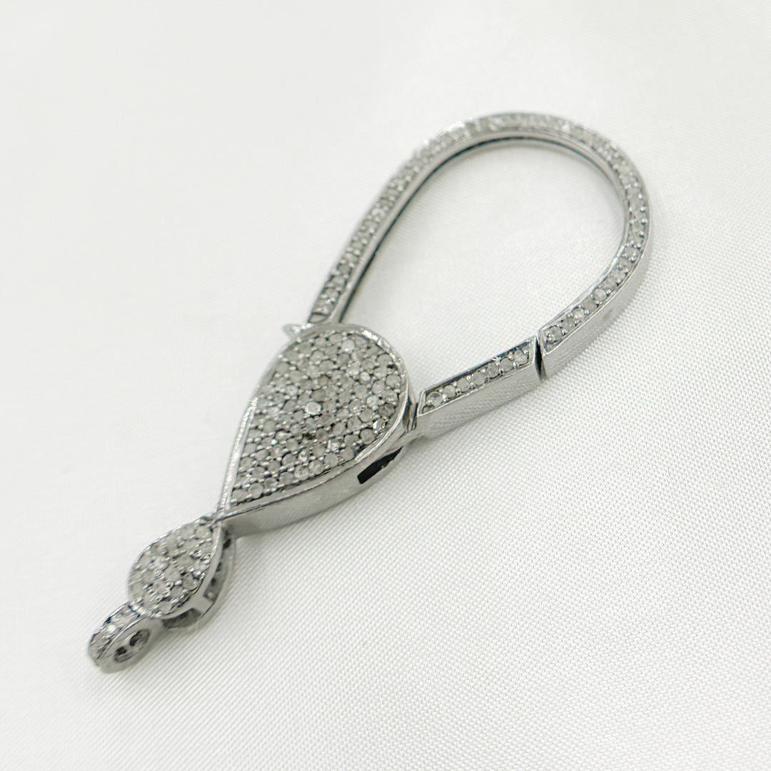 DC625. Diamond & Sterling Silver Long Trigger Clasp