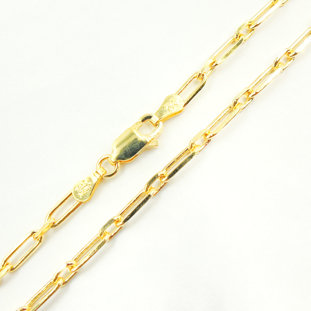 08014588FD. 14K Solid Gold Paperclip Diamond Cut Chain