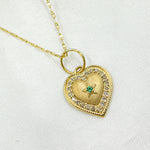 Load image into Gallery viewer, 14k Solid Gold Diamond and Emerald Heart Charm.  GDP627
