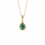 Load image into Gallery viewer, CMB00360EM. 14K Solid Gold Drop-Shaped Emerald and Diamond Charm