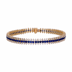 Load image into Gallery viewer, BFN60696BS. 14K Solid Gold Diamond and Blue Sapphire Bracelet