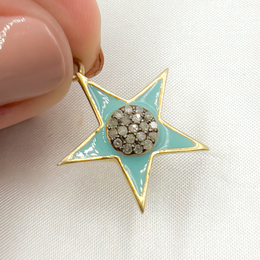 DP773A. Diamond Sterling Silver Star Enamel Pendant