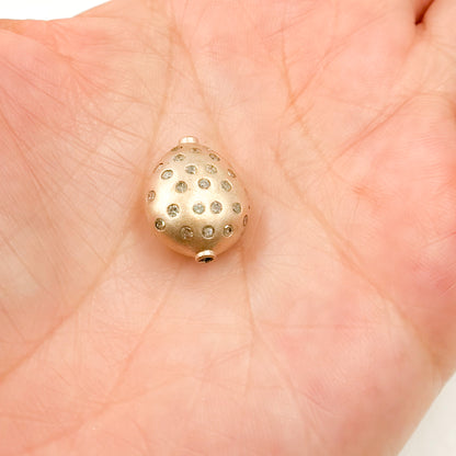 Diamond & Sterling Silver Pear Shape Bead