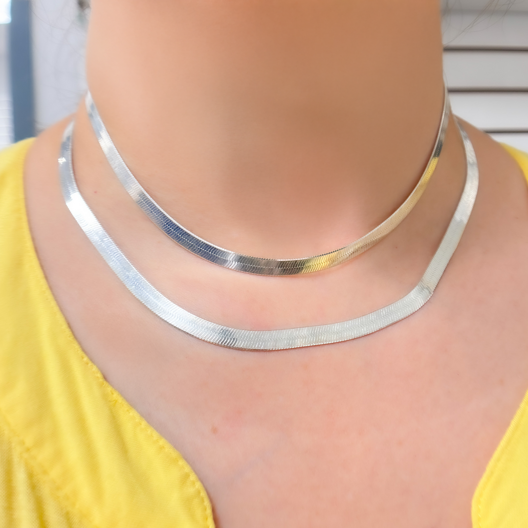 Sterling Silver 5.5mm Herringbone Necklace