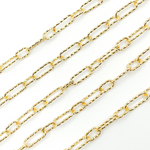 Load image into Gallery viewer, 925 Sterling Silver Gold Plated Diamond Cut Paper Clip Chain. V142GP
