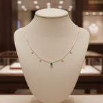 Load image into Gallery viewer, NFL72715EM. 14K Solid Gold Diamond and Emerald Necklace