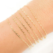 14K Solid Gold Smooth Marina and Cable Links Chain by Foot