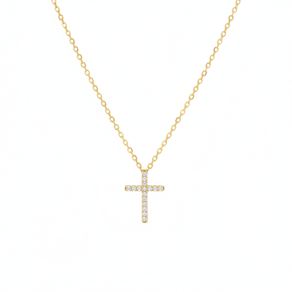 PCA44454. 14k Solid Gold Diamond Cross Necklace
