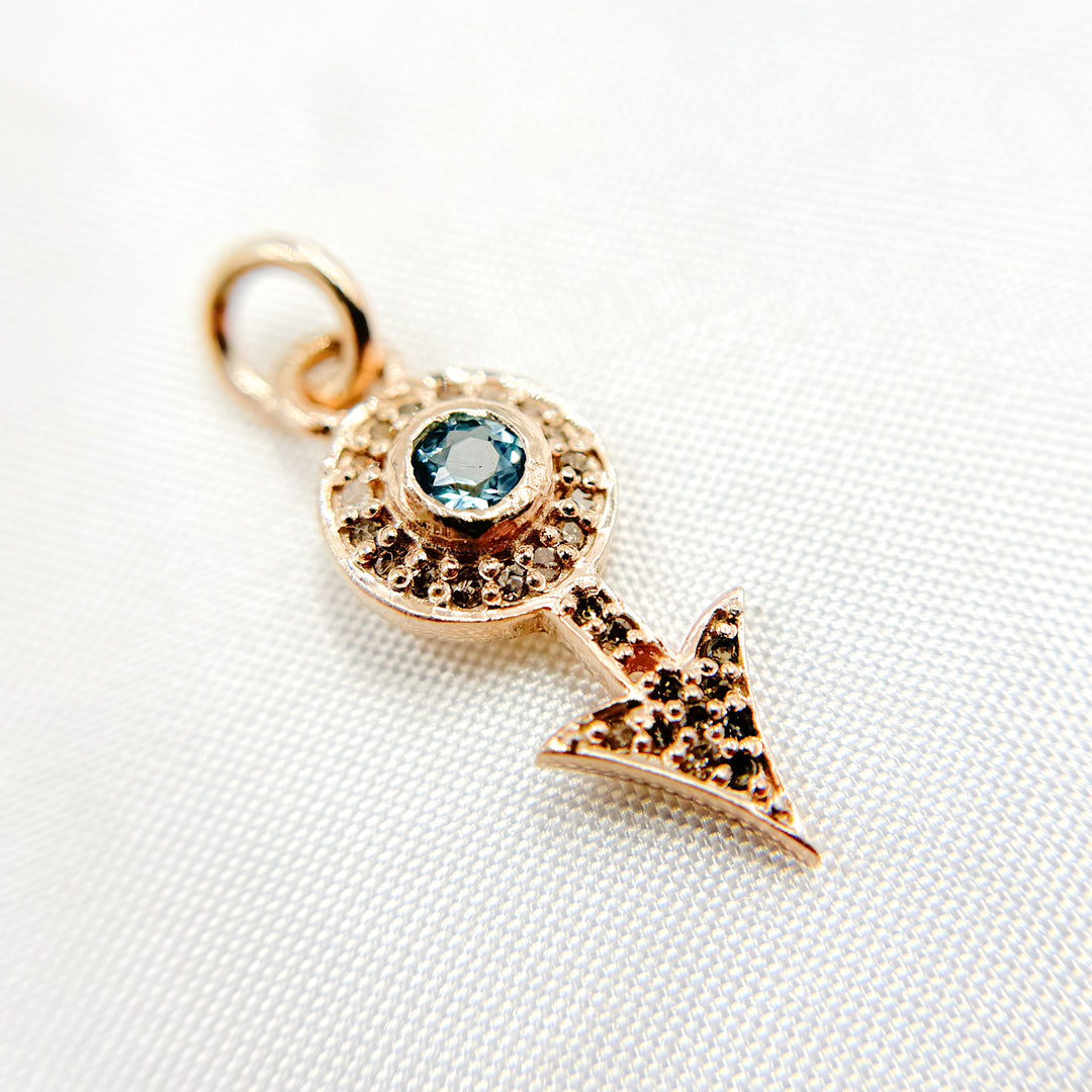 DC364. Diamond Silver Arrow Mini Charm with Gemstone