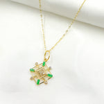 Load image into Gallery viewer, 14k Solid Gold Diamond and Emerald Square Charm. GDP626
