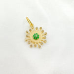 Load image into Gallery viewer, 14k Solid Gold Diamond and Emerald Sun Charm. GDP647
