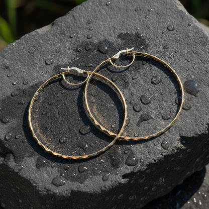 GER106. 14K Gold Twisted Hoop Earrings