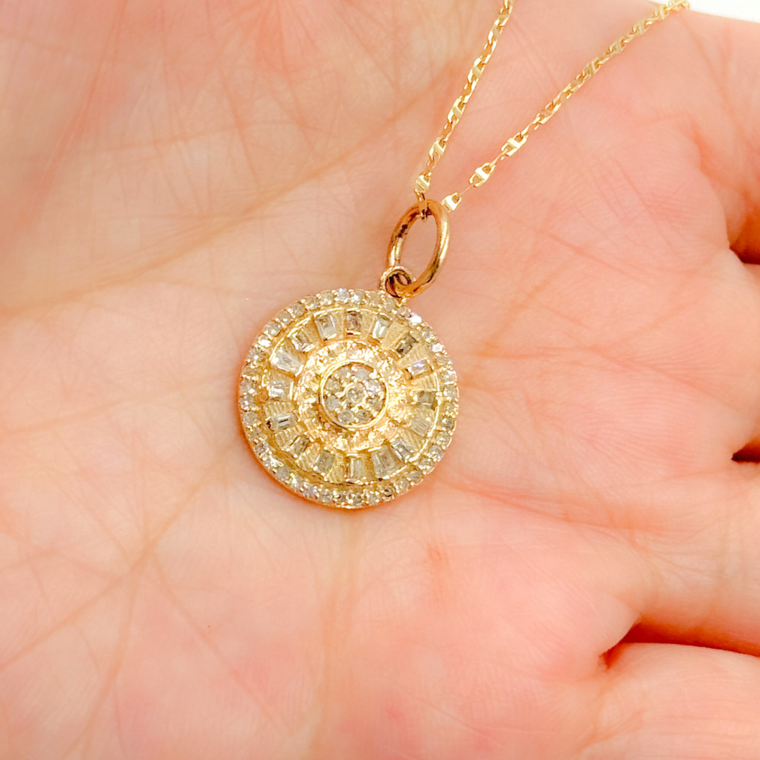 KG242. 14K Solid Gold Diamond Circle Charm