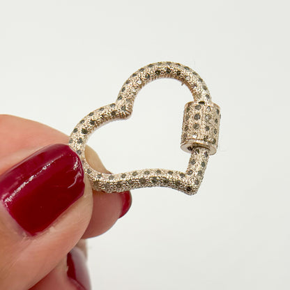 Diamond Sterling Silver Heart Carabiner Clasp