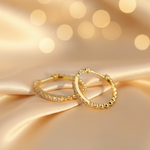 Load image into Gallery viewer, EHC56711. 14K Solid Gold Diamond Hoop Earrings