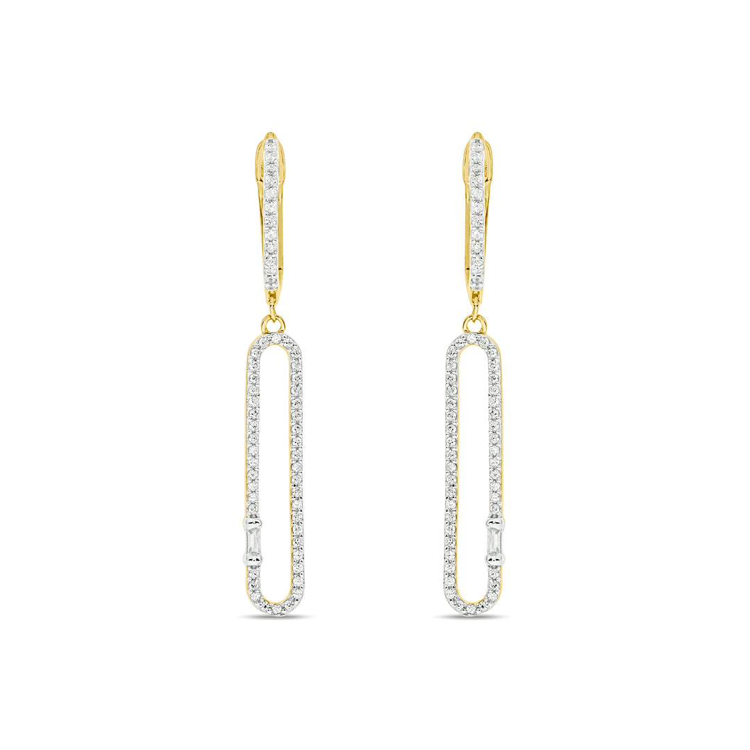 EHF56594. 14K Solid Gold and Diamonds Oval Link Dangle Earrings