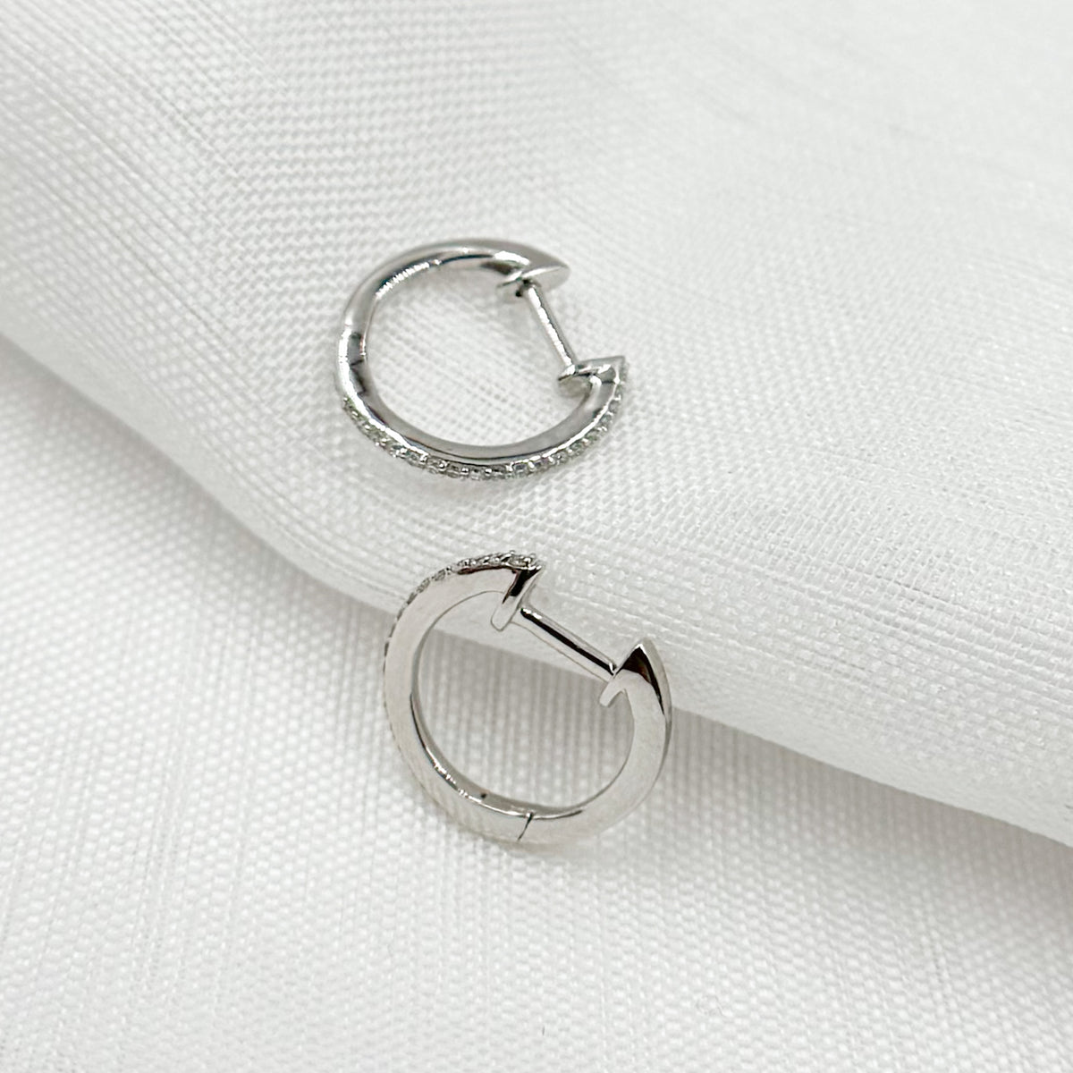 14K Solid Gold Diamond Huggies