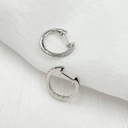 14K Solid Gold Diamond Huggies