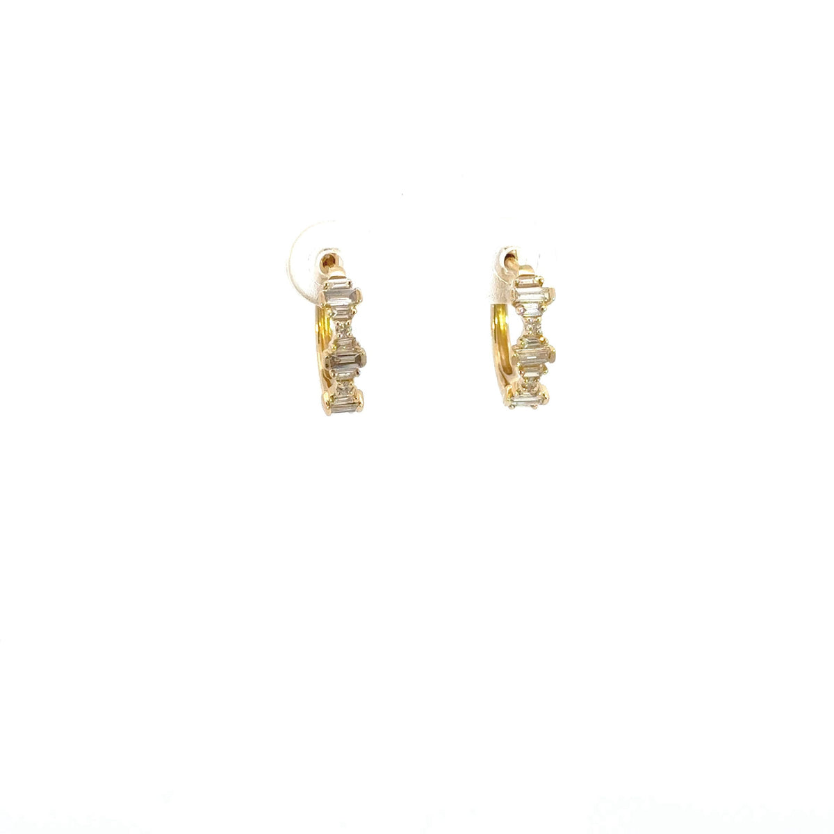 EHG57033. 14k Solid Gold Diamond Baguette Hoops